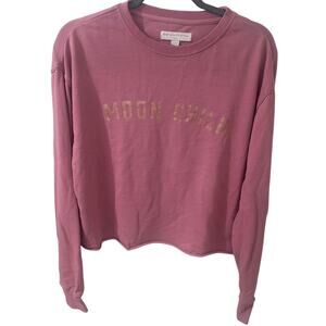 Spiritual Gangster Moon Child Sweatshirt Rolled Hem Boho Dusty Rose, S